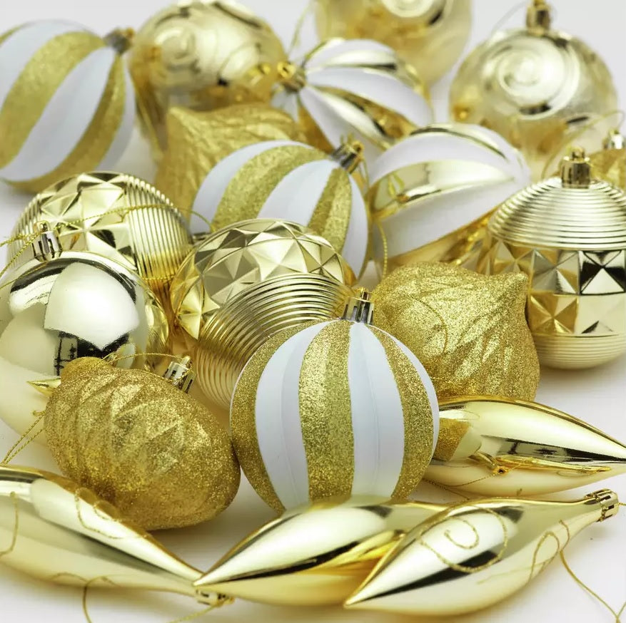 Habitat 20 Pack Of Christmas Baubles - Gold