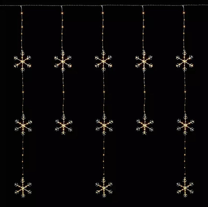 Premier 390 LED Snowflake Pin Wire Curtain Christmas Lights