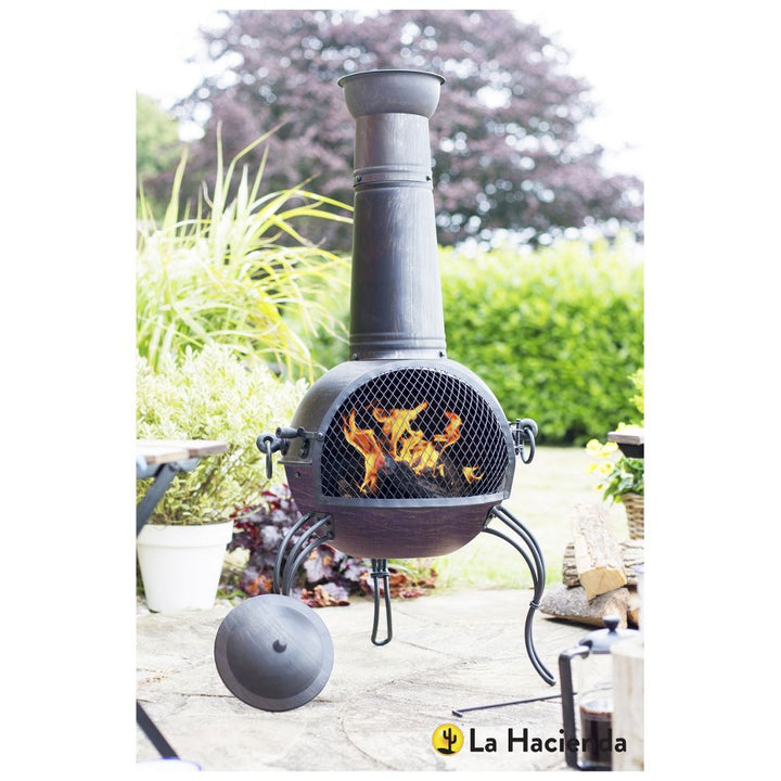 La Hacienda Extra Large Steel Chiminea - Bronze Finish