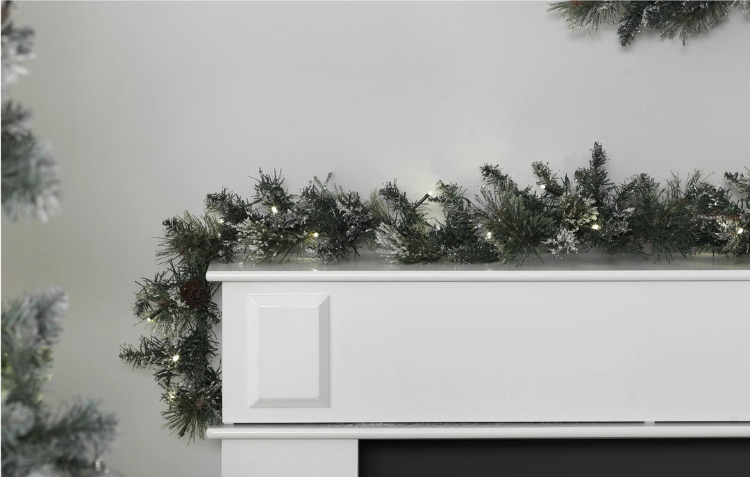 Home 6ft Pre-Lit Snow Tipped Christmas Garland