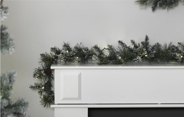 Home 6ft Pre-Lit Snow Tipped Christmas Garland