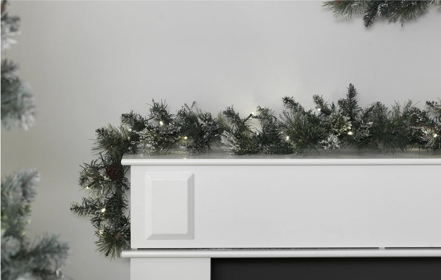 Home 6ft Pre-Lit Snow Tipped Christmas Garland