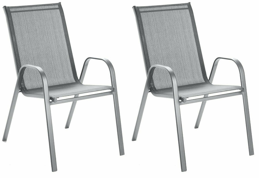 Home Sicily Metal Pack Of 2 Stacking Chairs - Grey