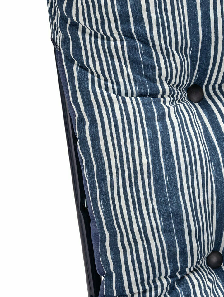 Home Coastal Stripe Folding Recliner Garden Chair - Blue