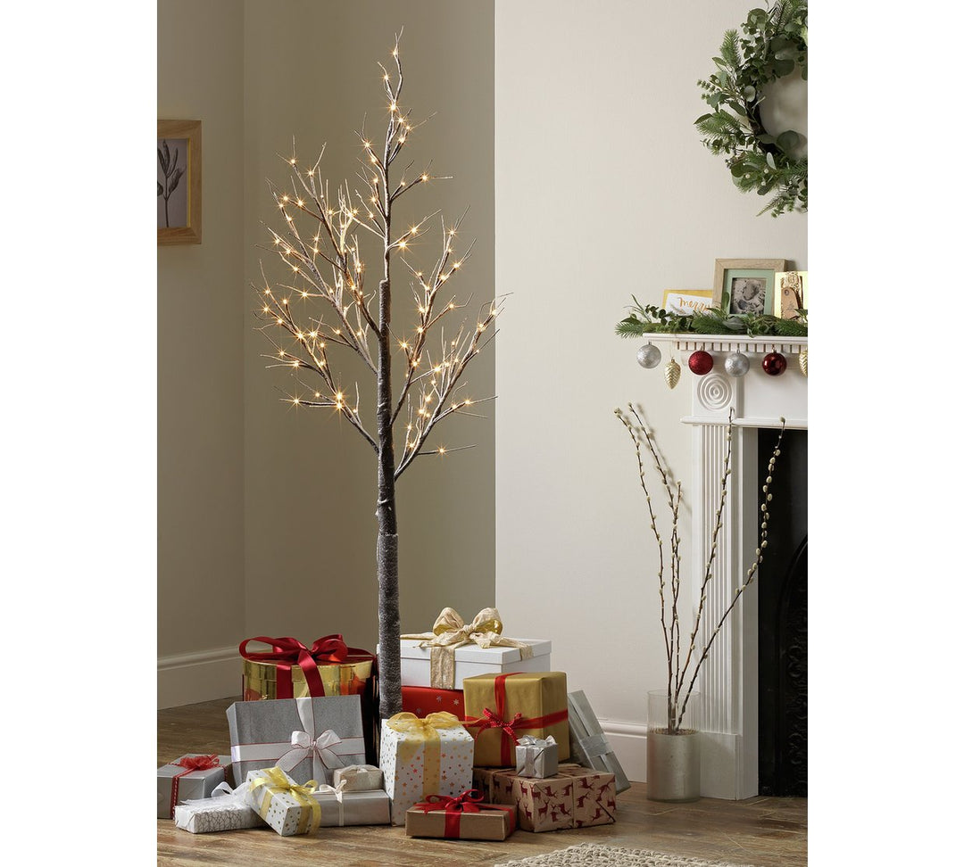 Home LED Birch Christmas Decoration Tree With Frosting