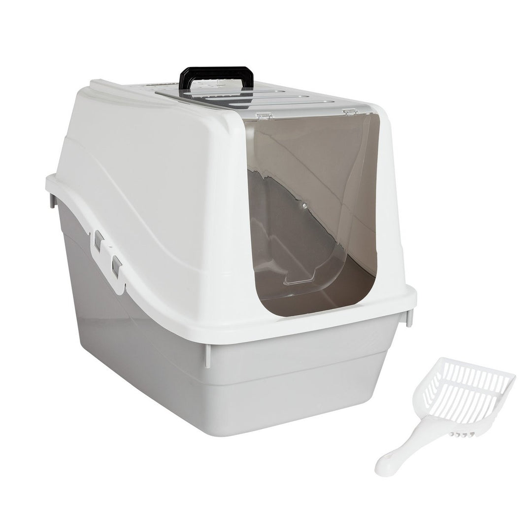 Home Large Opening Litter Tray - Grey & White