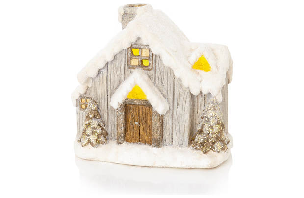 Premier Decorations White LED Snowy House Ornament