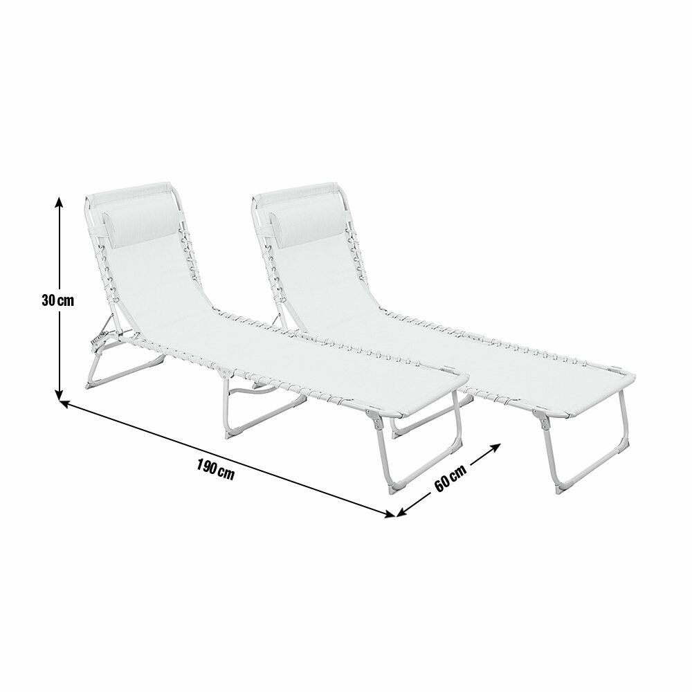 Home Set of 2 Folding Metal Sun Loungers - Yellow