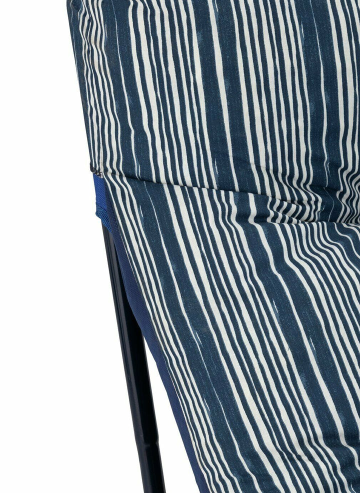 Home Coastal Stripe Folding Metal Sun Lounger - Blue