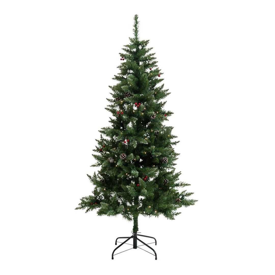 Habitat 6ft Berry & Cone Pre-Lit Christmas Tree - Green