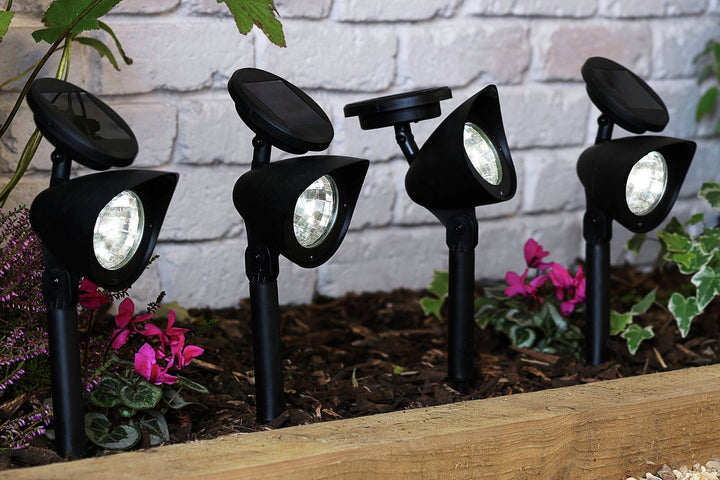 Habitat Set Of 4 Black Solar Spotlights