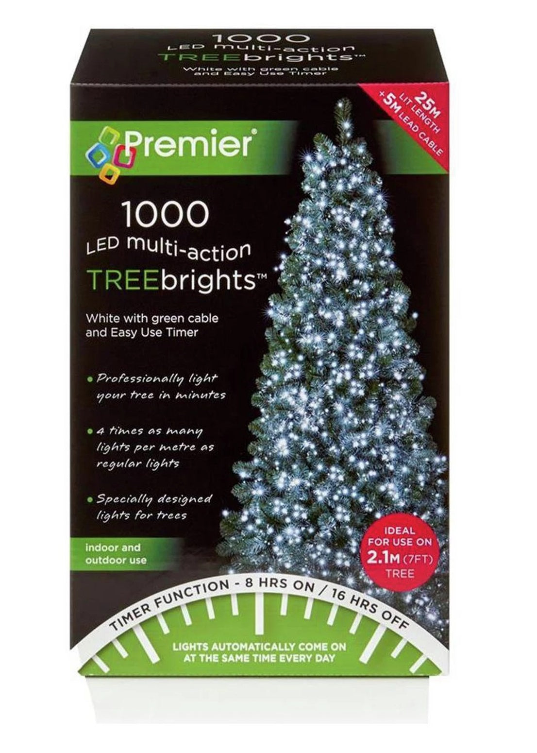 Premier Decorations 1000 LED Timer Lights - Bright White