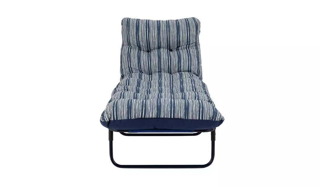 Home Metal Folding Relaxer Chair &amp; Sun Lounger Set - Coastal Stripe