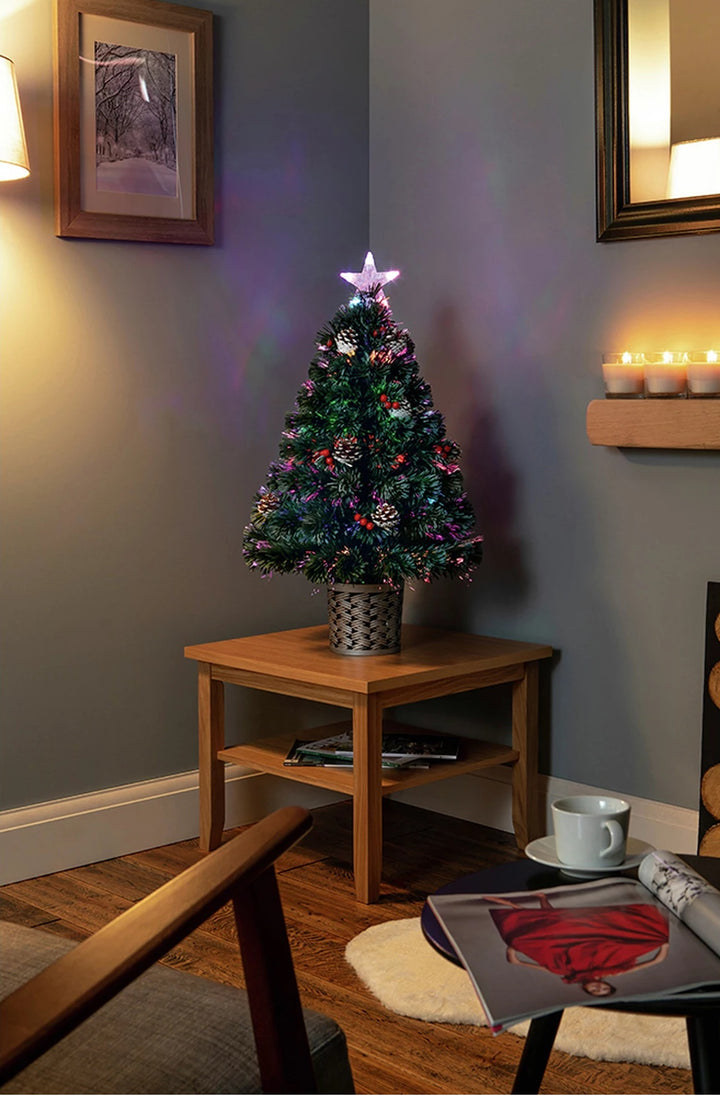 Premier Decorations 3ft Fibre Optic Tree &amp; Star - Green