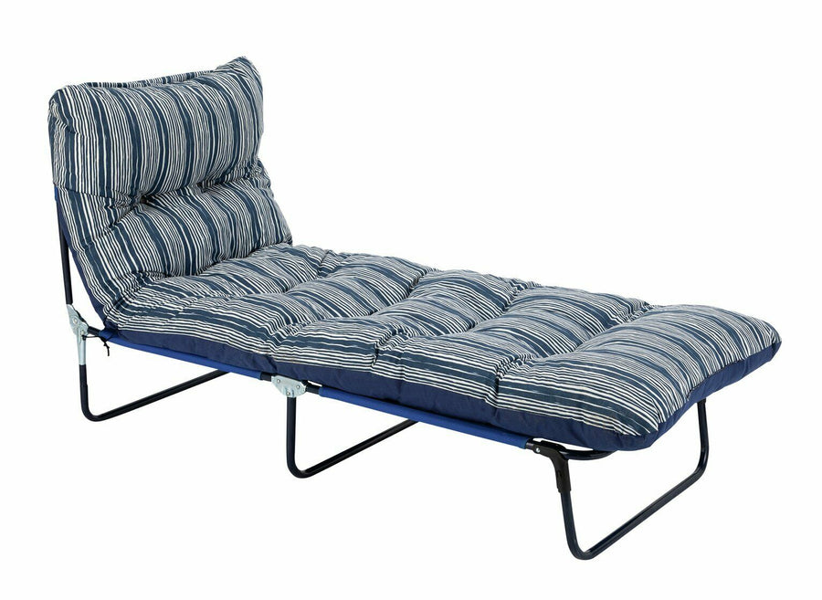 Home Coastal Stripe Folding Metal Sun Lounger - Blue