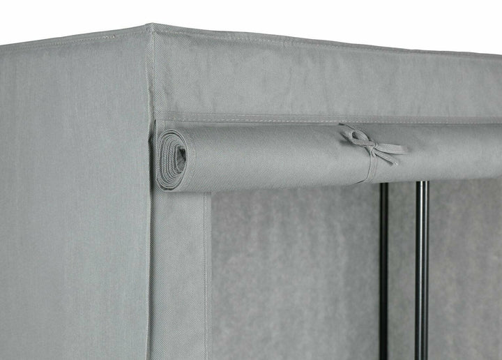 Home Covered Single Wardrobe With Shelves - Grey