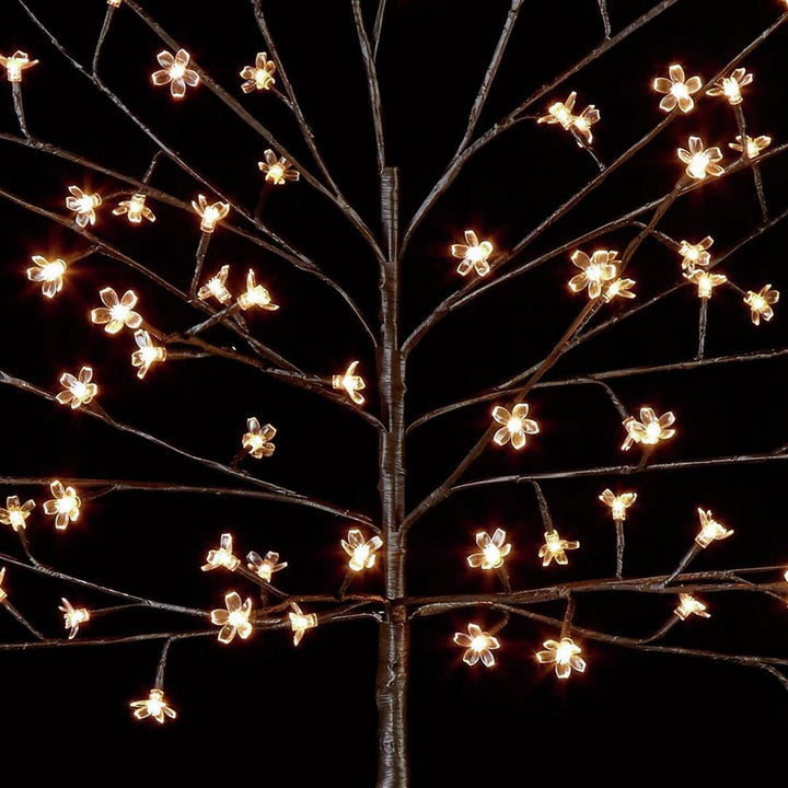 Premier Decorations 5ft White LED Pre-Lit Cherry Blossom Christmas Tree - Black
