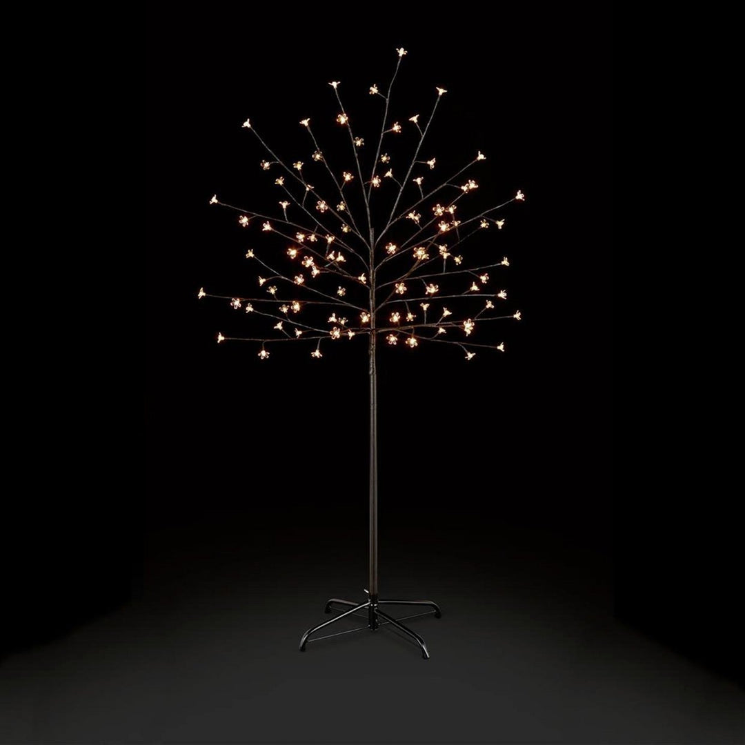 Premier Decorations 5ft White LED Pre-Lit Cherry Blossom Christmas Tree - Black