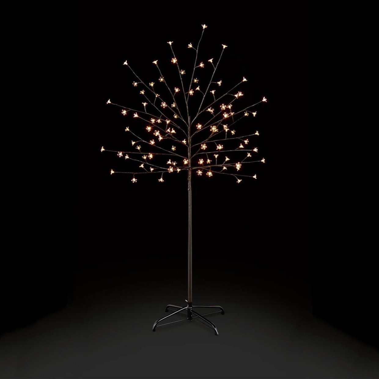 Premier Decorations 5ft White LED Pre-Lit Cherry Blossom Christmas Tree - Black