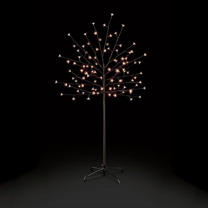 Premier Decorations 5ft White LED Pre-Lit Cherry Blossom Christmas Tree - Black