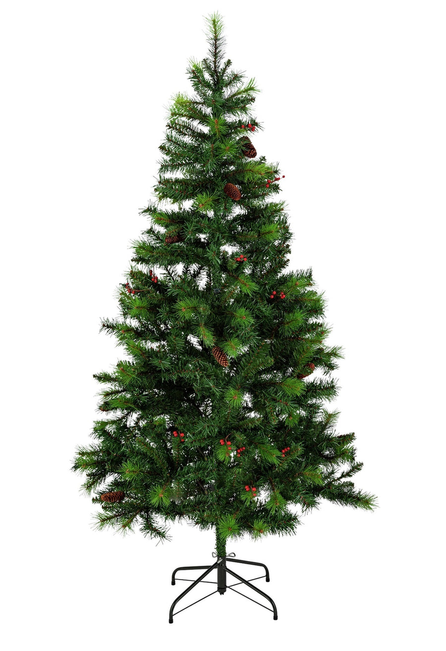 Home 6ft Berry & Cone Christmas Tree - Green