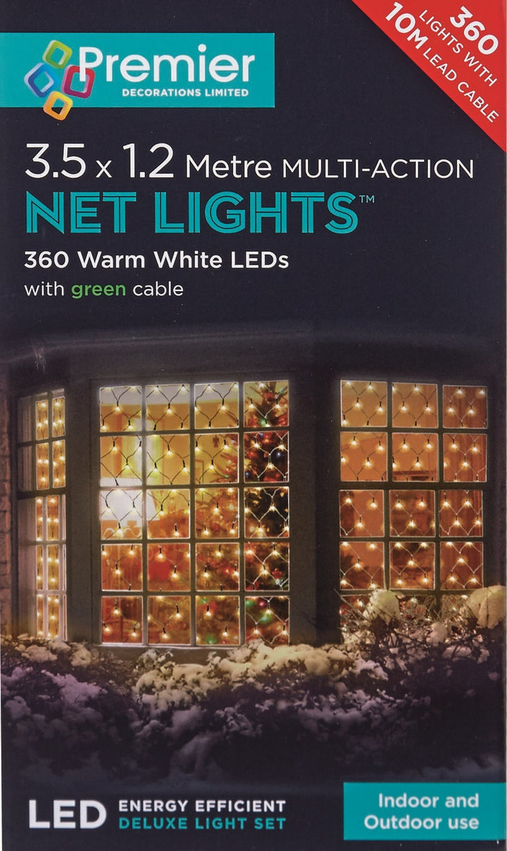 Premier Decorations 3.5x1.2m LED Net Light - Warm White