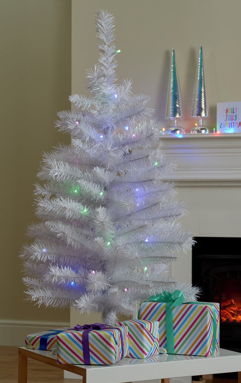 Home 3ft Pre-Lit Iridescent Christmas Tree - White