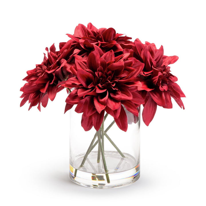 Habitat Artificial Dahlia Arrangement In Glass Vase - Red