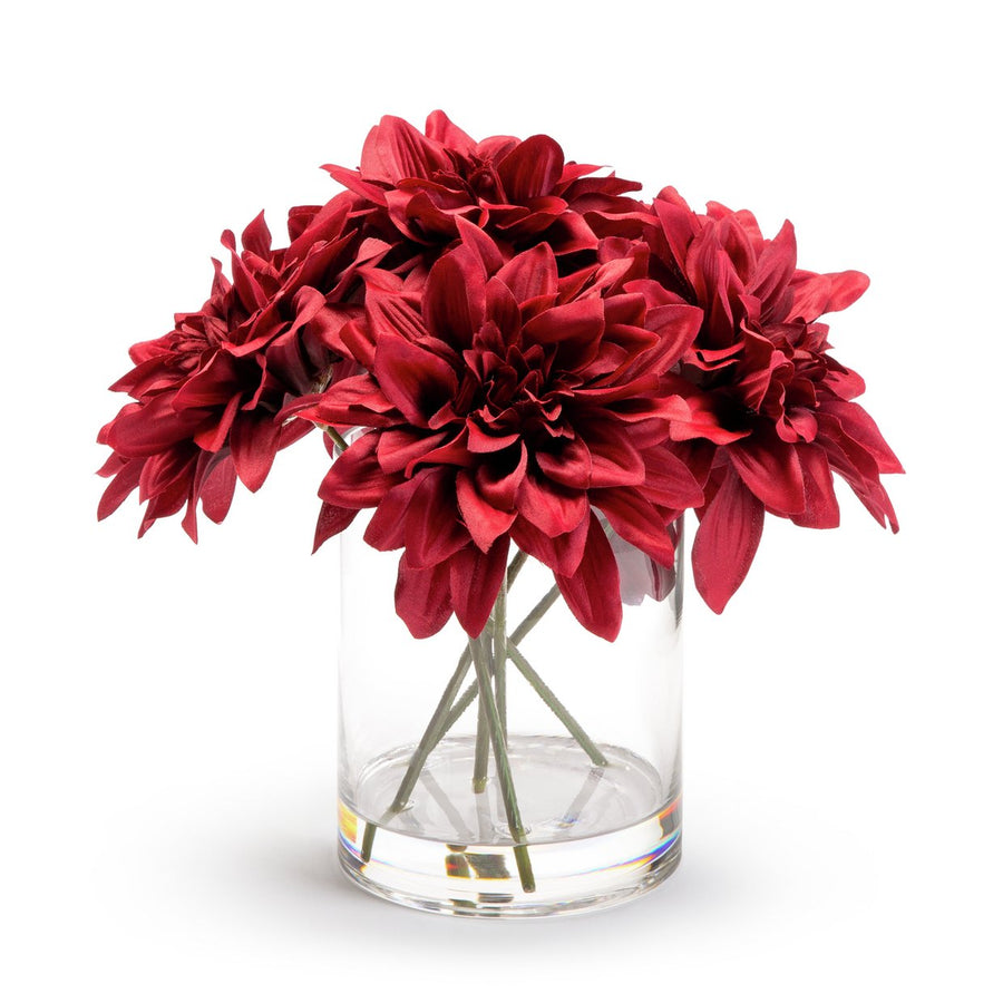 Habitat Artificial Dahlia Arrangement In Glass Vase - Red