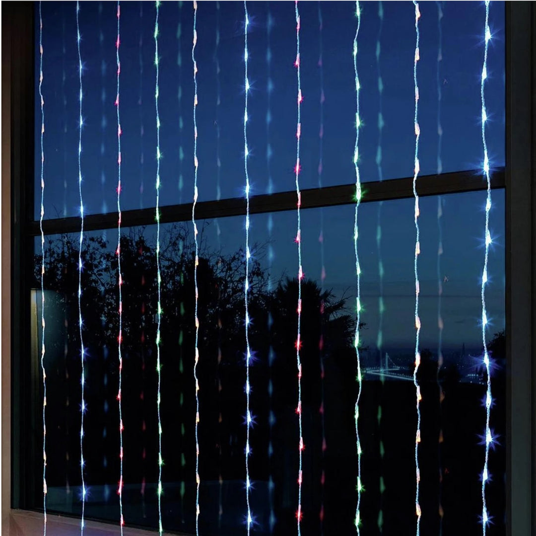 Premier Decorations 240 LED Waterfall Curtain Christmas Lights -  Multi Coloured