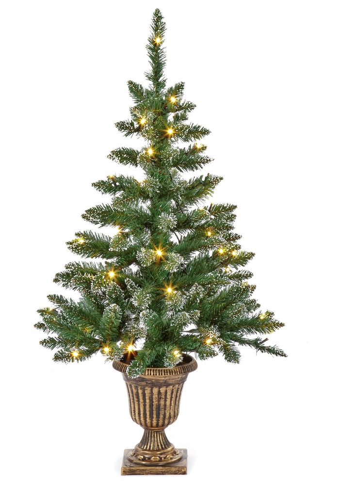 Premier Decorations 3ft Pre-lit Flocked Table Tree - Green