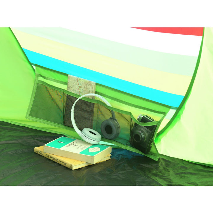 Pro Action Pattern 4 Man 1 Room Pop Up Camping Tent - Green