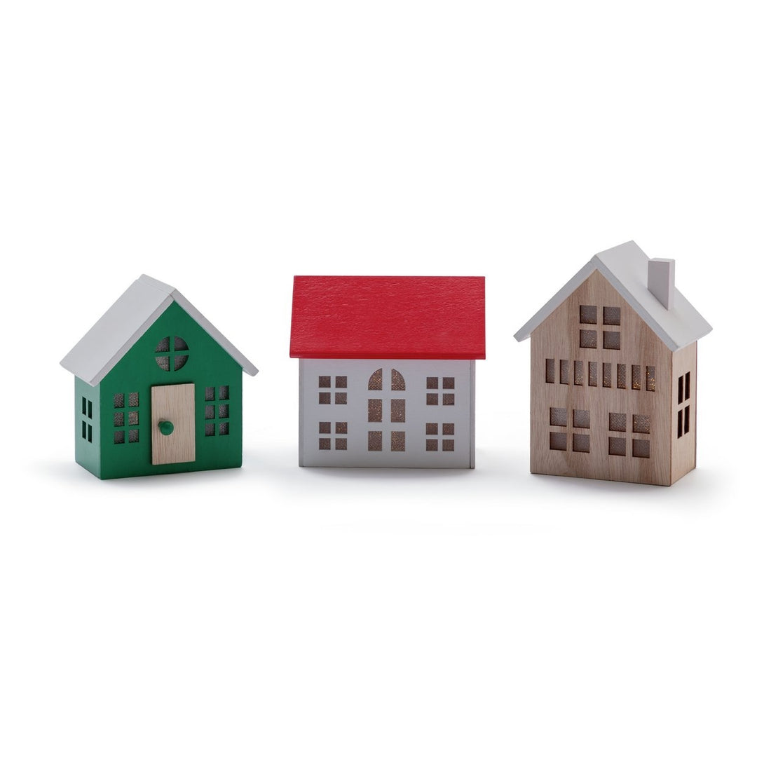 Light Up House Set Christmas Decoration - Green and Red