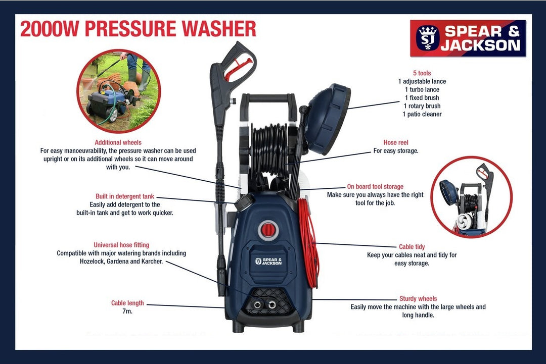 Spear & Jackson S2011PW Pressure Washer - 2000W