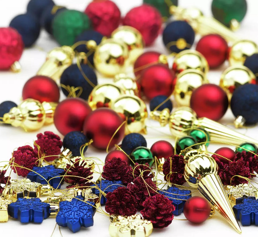 Habitat 75 Pack Of Mixed Christmas Baubles - Multicoloured
