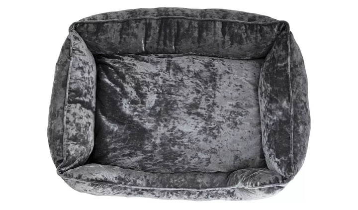 Grey Crushed Velvet Box Bed - Large