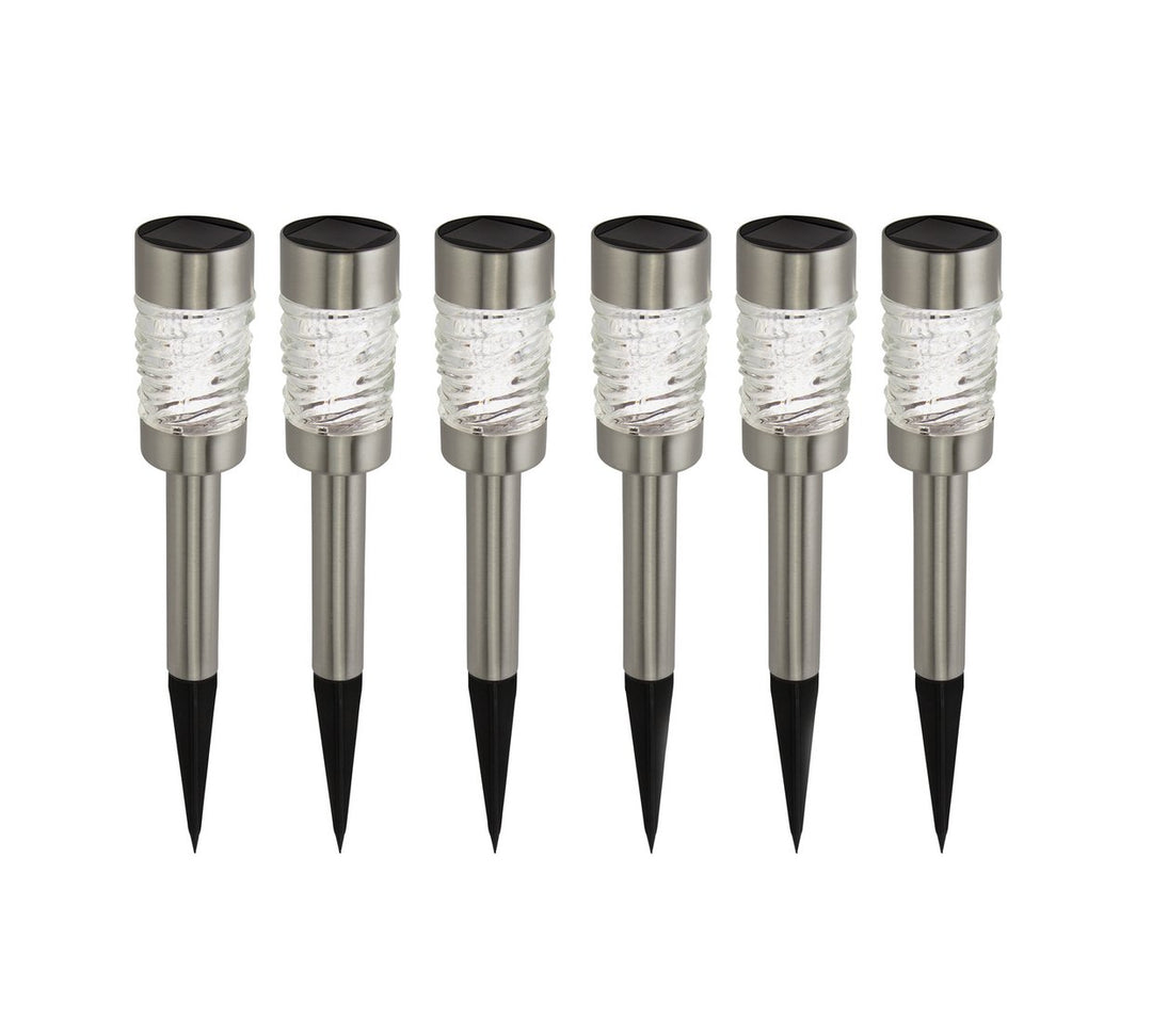 Home Stainless Steel Solar Stake Lights - Set Of 6