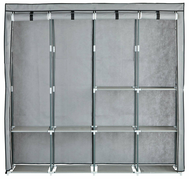 Home Triple Modular Fabric Wardrobe - Grey & Black