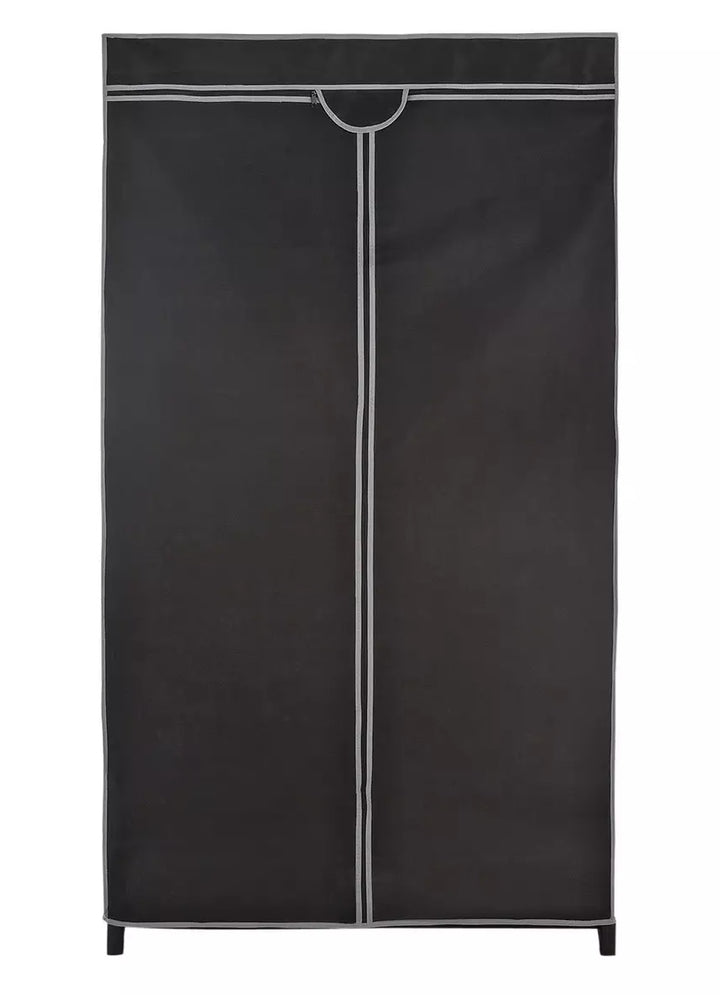 Home Single Fabric Covered Clothes Rail - Black