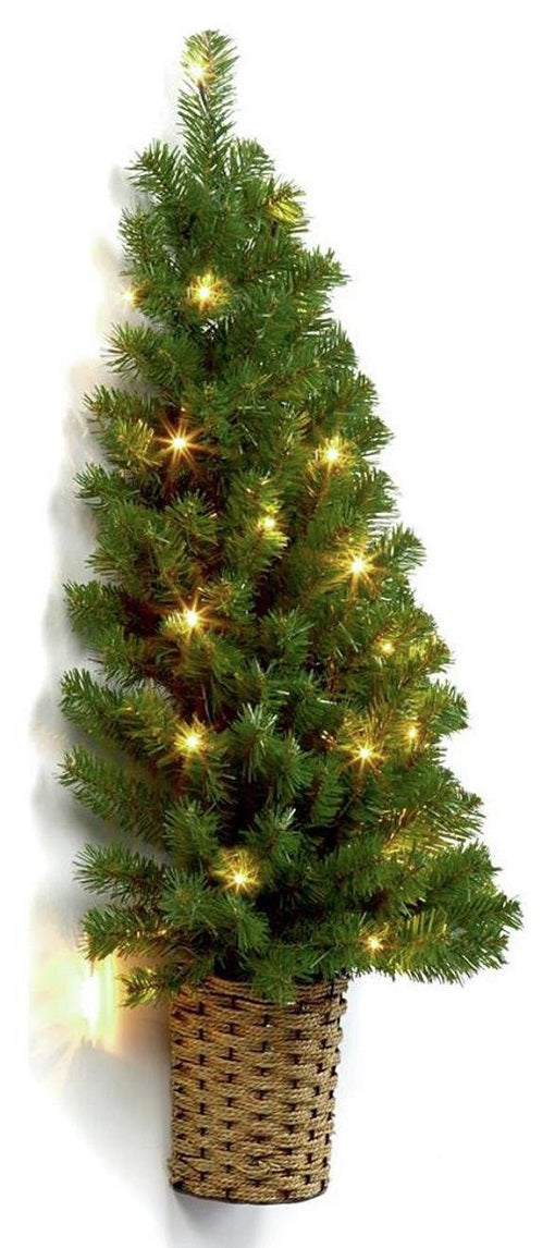 Premier Decorations 3ft Pre-Lit Half Wall Christmas Tree in Basket