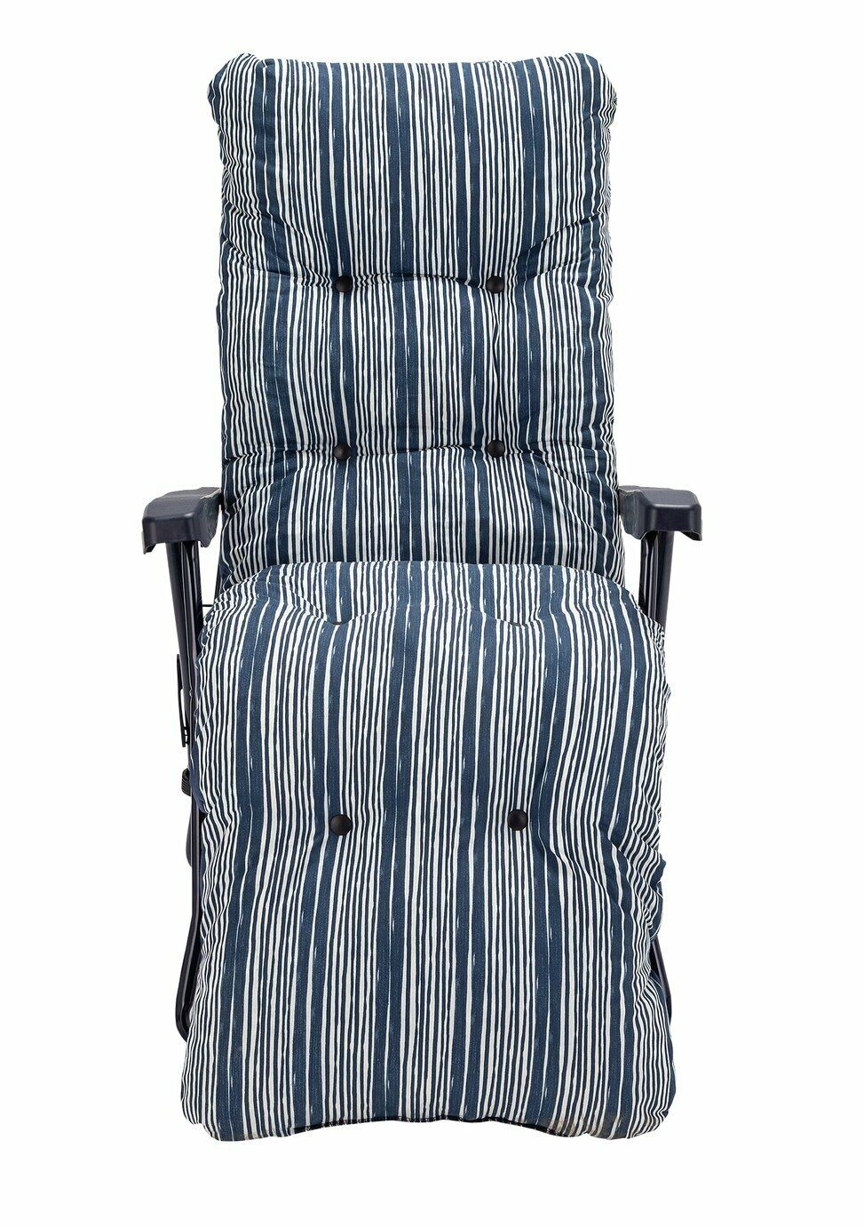 Home Coastal Stripe Folding Recliner Garden Chair - Blue
