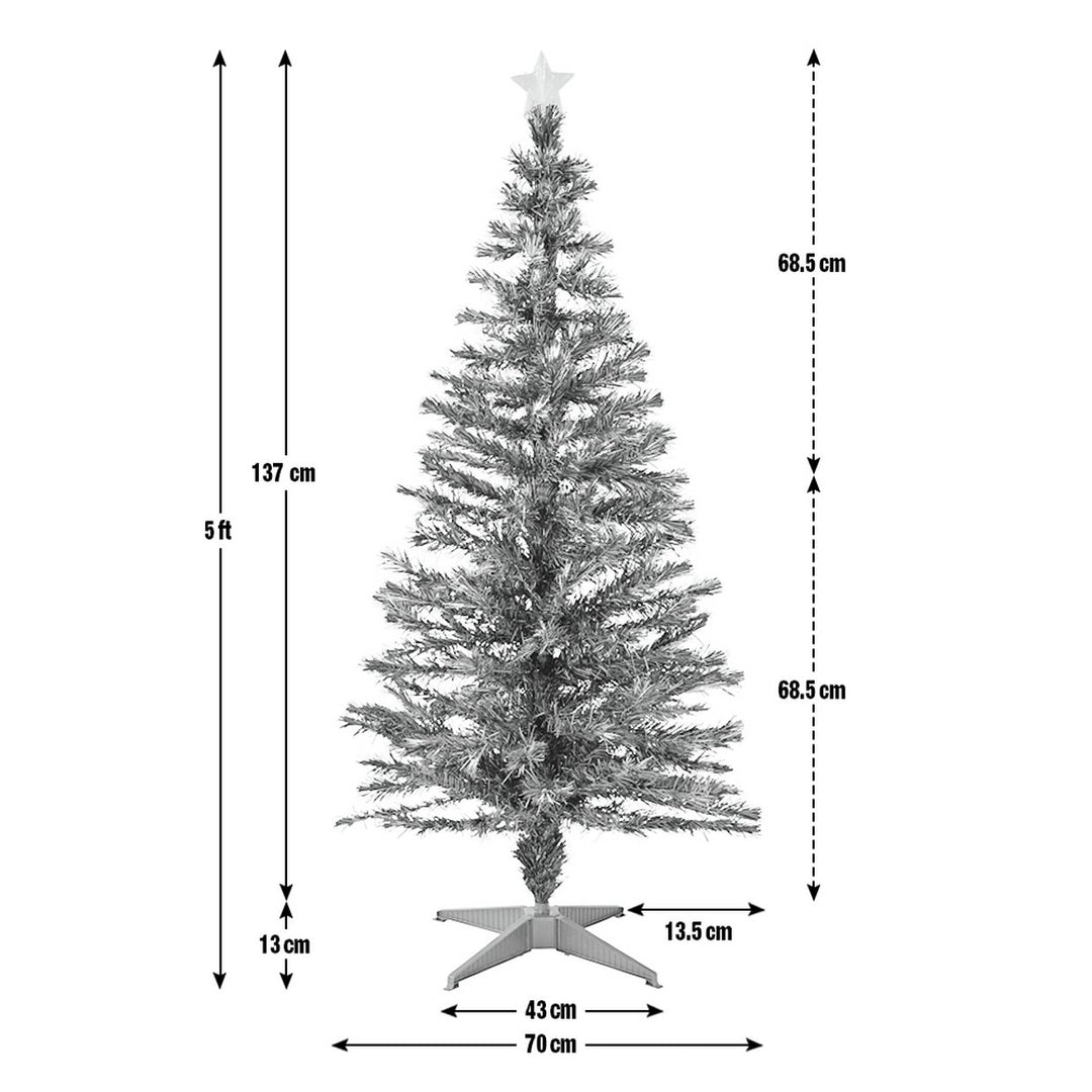 Home 5ft White Lights Fibre Optic Christmas Tree - Green