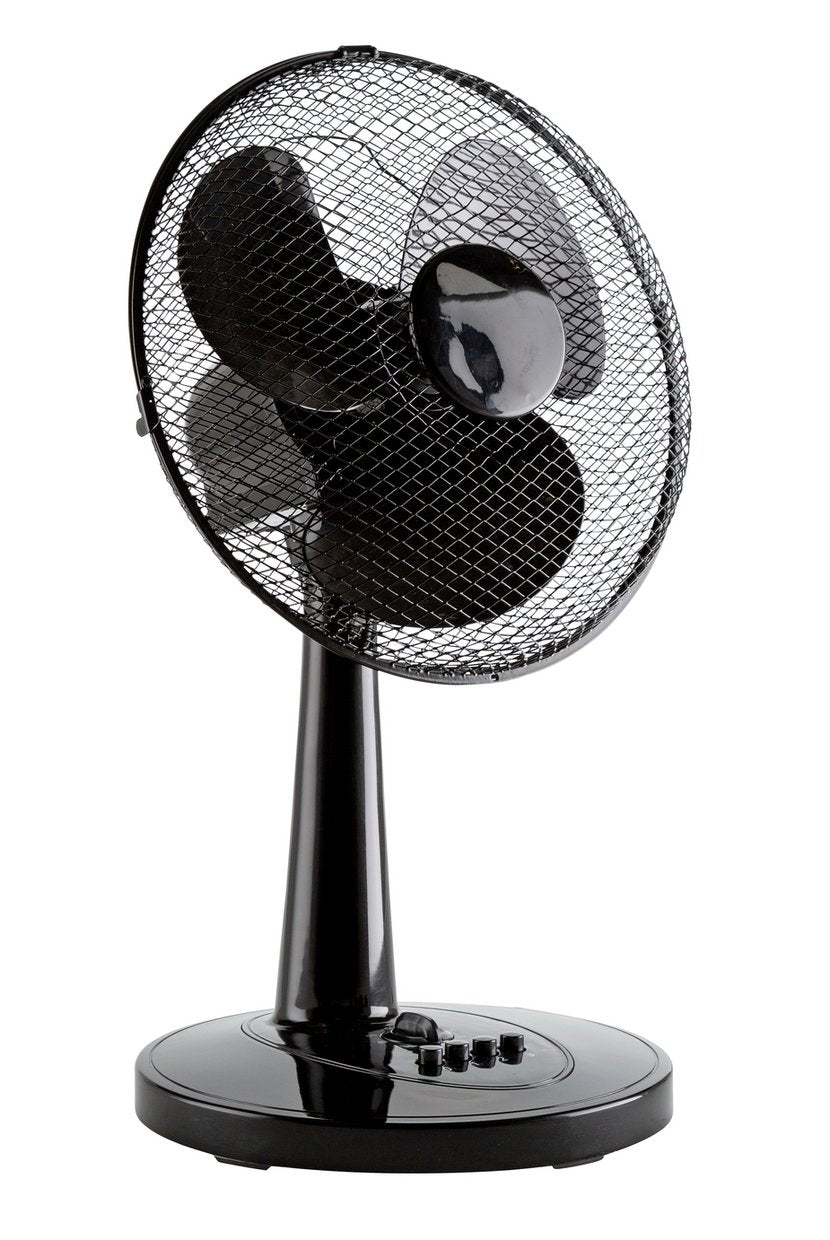 Challenge 12 Inch Oscillating 3 Speed Desk Fan With Timer - Black