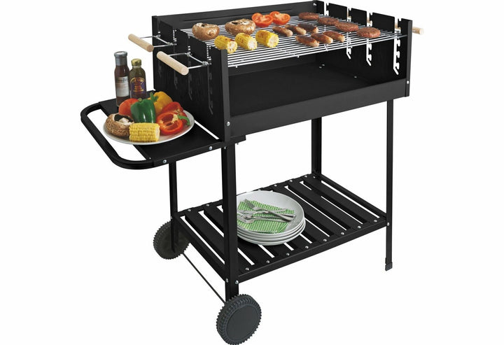 Home Deluxe Rectangle Steel Party Charcoal BBQ - Black
