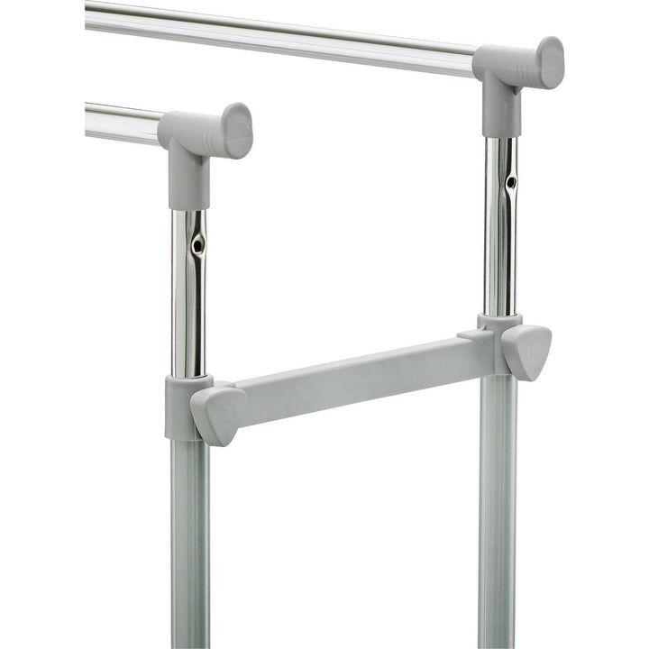 Home Double Adjustable Clothes Rail - Silver