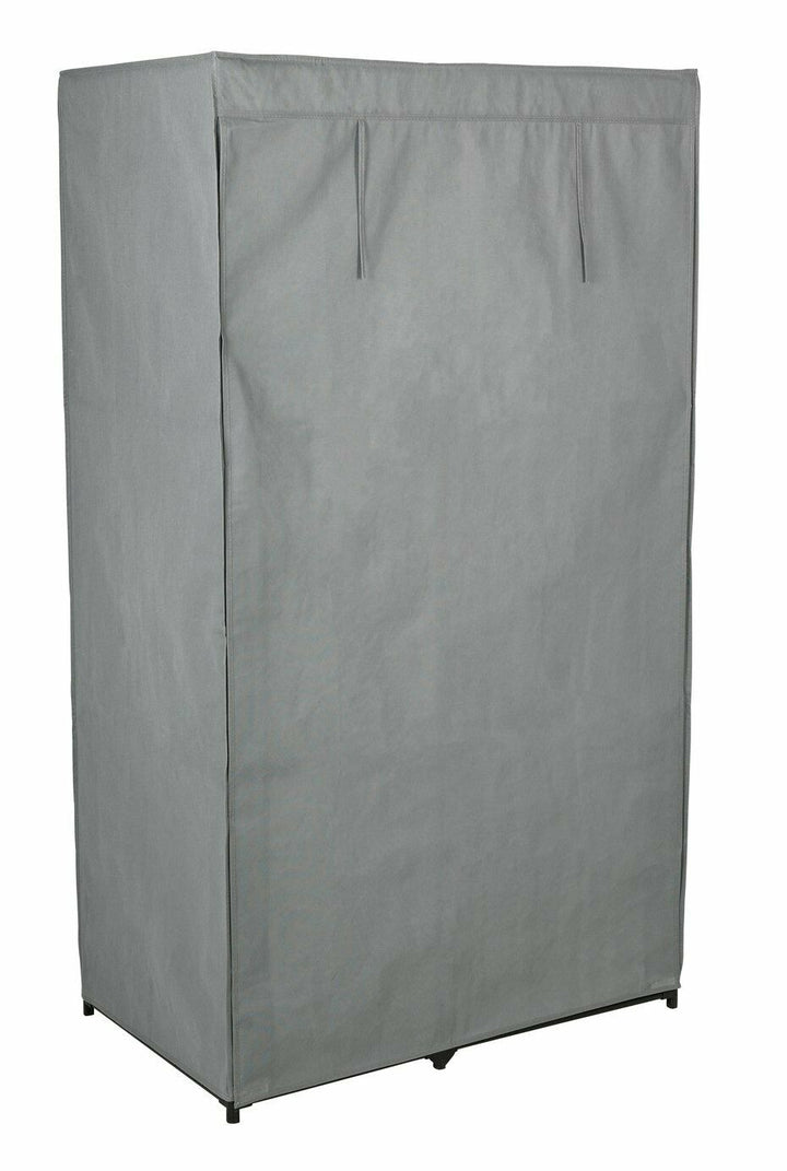 Home Covered Single Wardrobe With Shelves - Grey