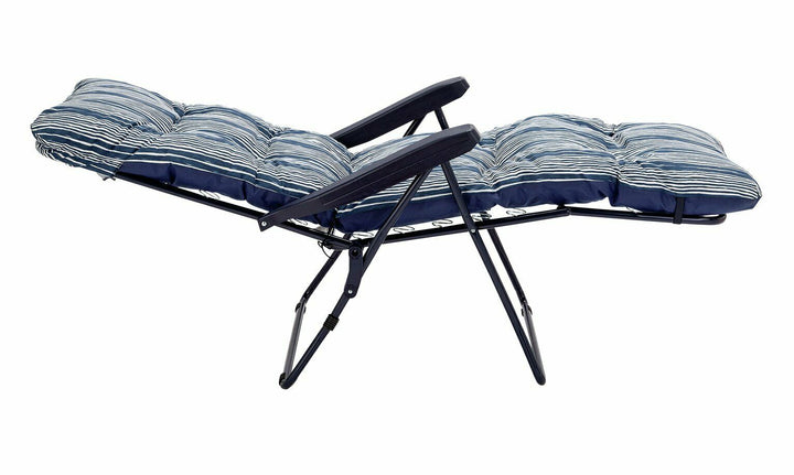 Home Coastal Stripe Folding Recliner Garden Chair - Blue