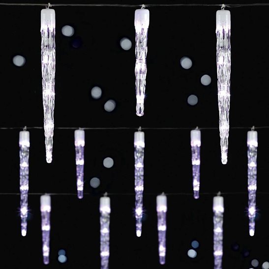 Premier Decorations 24 Chaser Icicle LED Lights - White