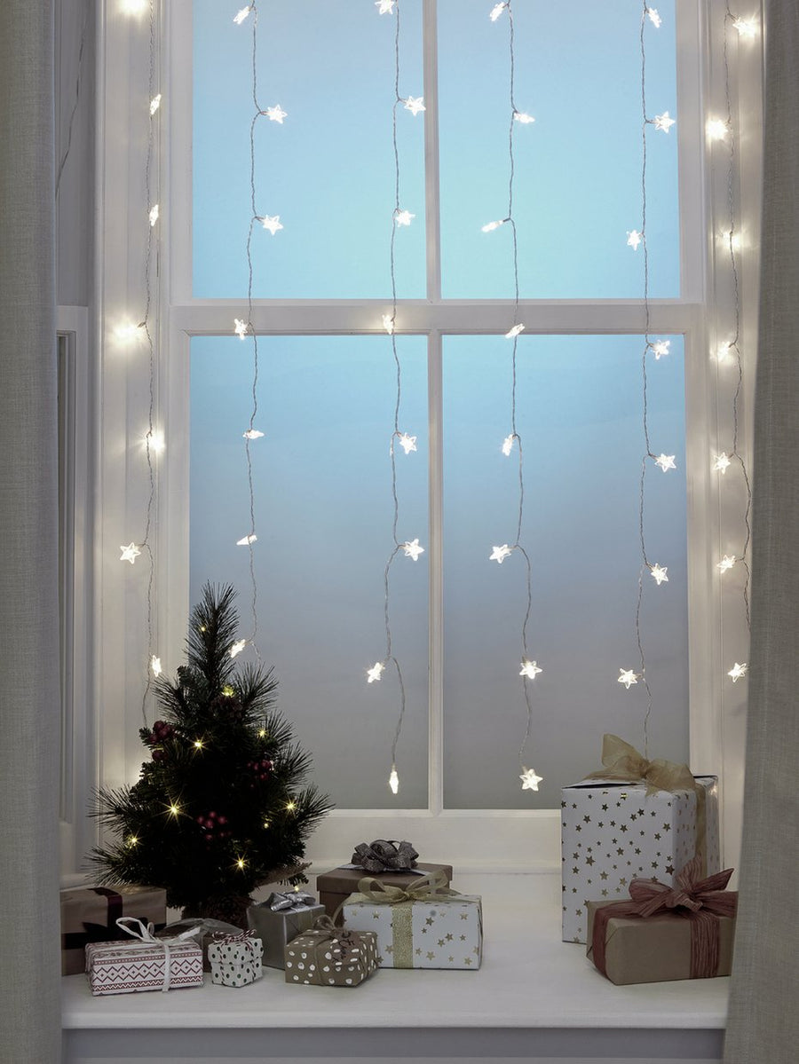 Habitat 60 LED Star Curtain Christmas Lights - Warm White