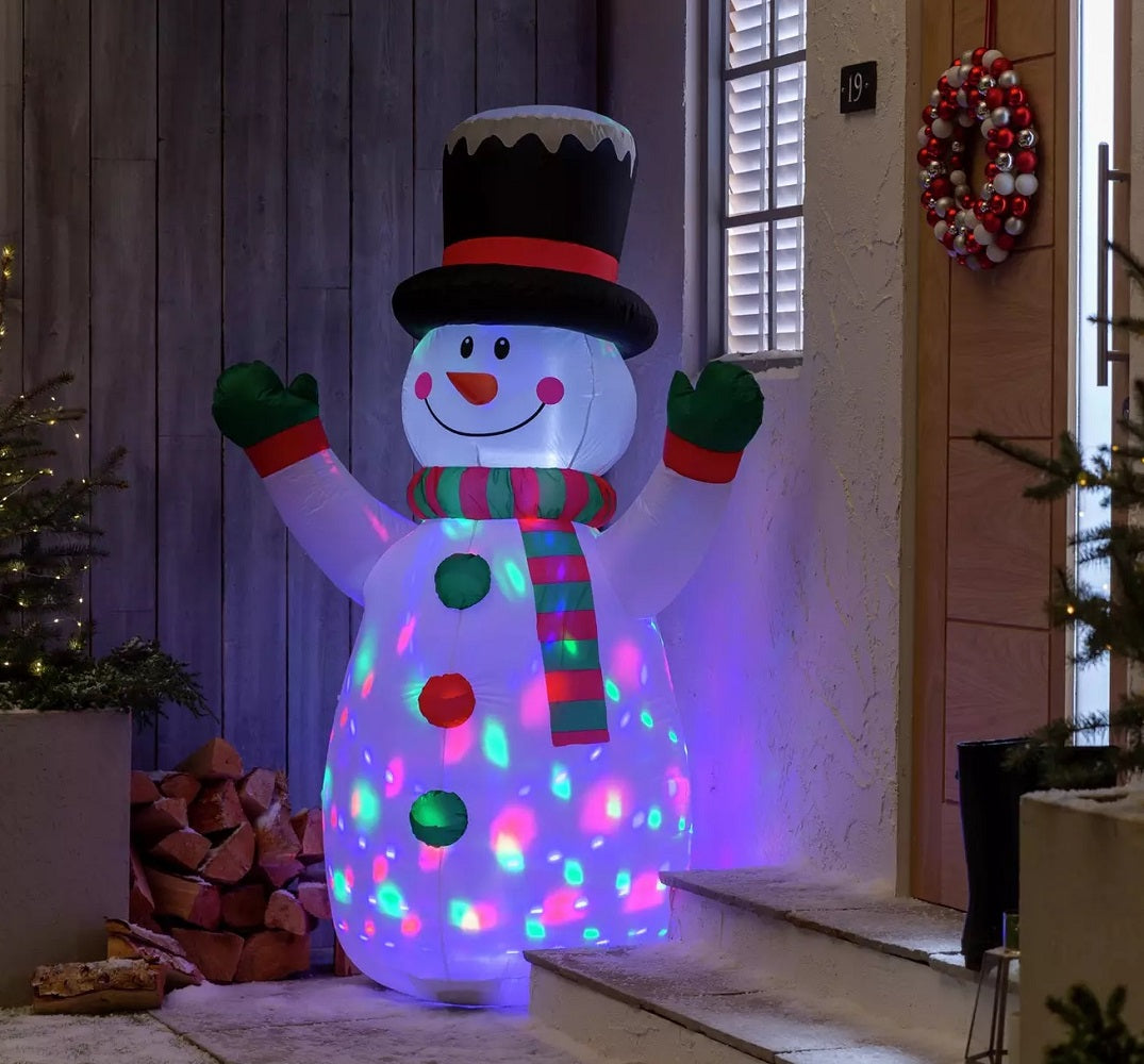 Habitat 6ft Inflatable LED Light Up Snowman Christmas Decoration - White